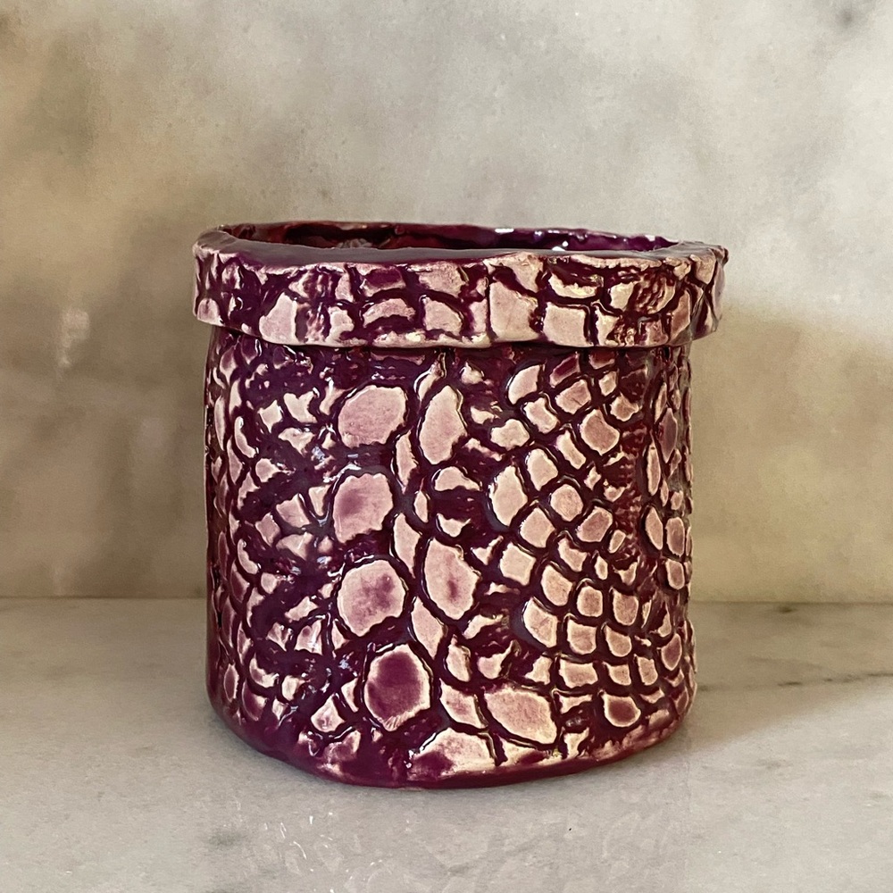 Handmade Pottery Purple Planter/Pencil Holder